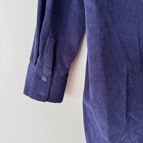Tu Woman Blue Womens size M Button Up Collard Long Sleeve Tunic Shirt Corduroy - Picture 8 of 8